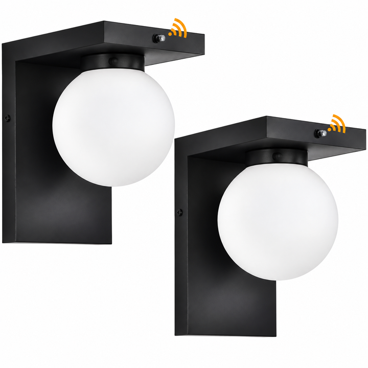 Outdoor Landscape Lighting LED 12V Low Voltage SCH23PC 12W 1100LM 3000K Dusk-to-Dawn Frosted Glass Globe Wall Sconce Light 120V Line Voltage 2 Pack