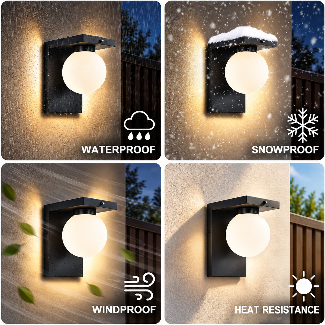 Outdoor Landscape Lighting LED 12V Low Voltage SCH23PC 12W 1100LM 3000K Dusk-to-Dawn Frosted Glass Globe Wall Sconce Light 120V Line Voltage