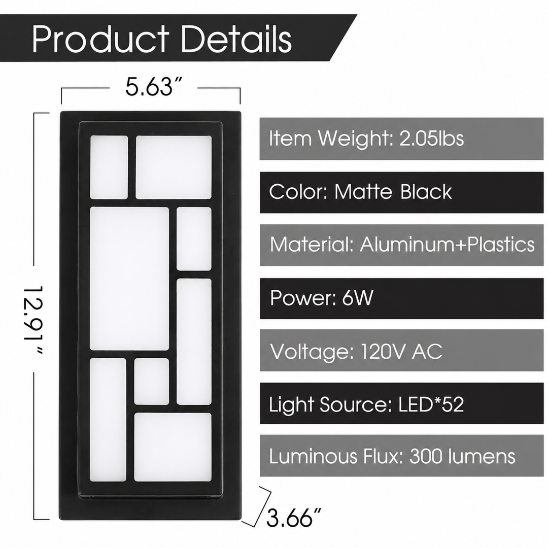 Outdoor Landscape Lighting LED 12V Low Voltage SCH24 6W 5CCT Outdoor Aluminum Frame 12.91" x 5.63" x 3.66" Wall Sconce Light 120V Line Voltage