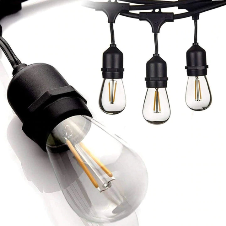 SL101 LED 12V Low Voltage Bistro String Lights 48 FT Outdoor Weatherproof 12V Edison Bulbs