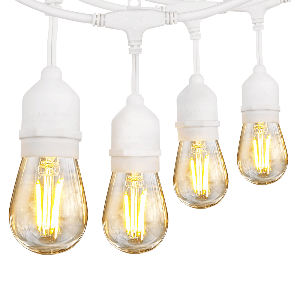Outdoor Landscape Lighting LED 12V Low Voltage SL101 LED 12V Low Voltage Bistro String Lights 48 FT Outdoor Weatherproof 12V Edison Bulbs White No Hanging Kit