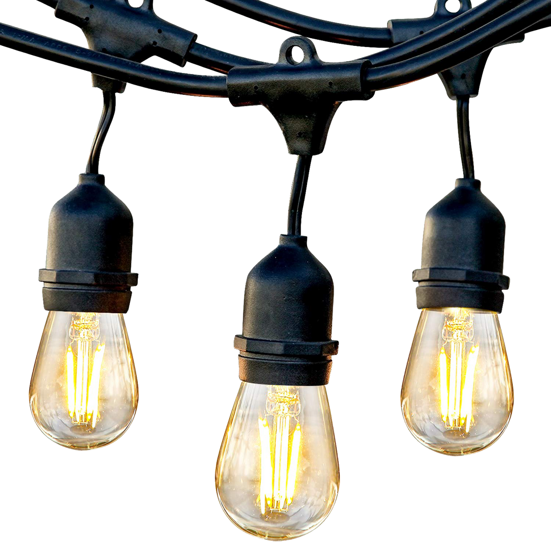 SL101 LED Low Voltage Bistro String Lights 48 FT Outdoor Weatherproof 12V Edison Bulbs