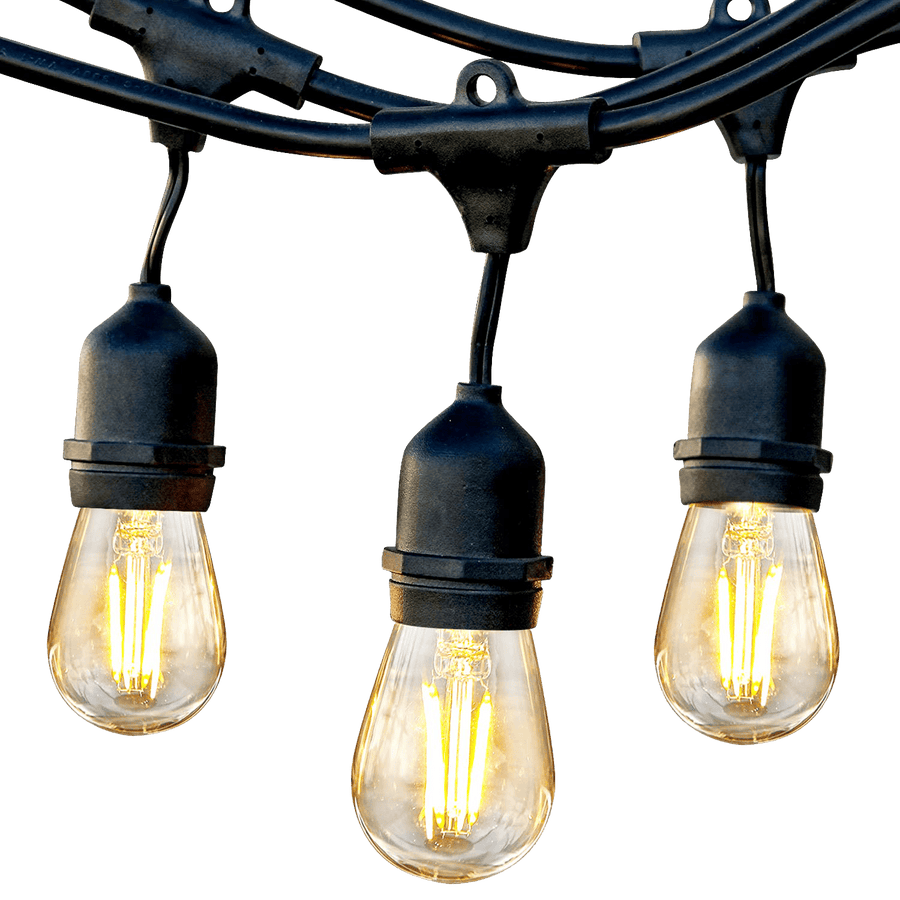 Outdoor Landscape Lighting LED 12V Low Voltage SL101 LED 12V Low Voltage Bistro String Lights 48 FT Outdoor Weatherproof 12V Edison Bulbs Black No Hanging Kit