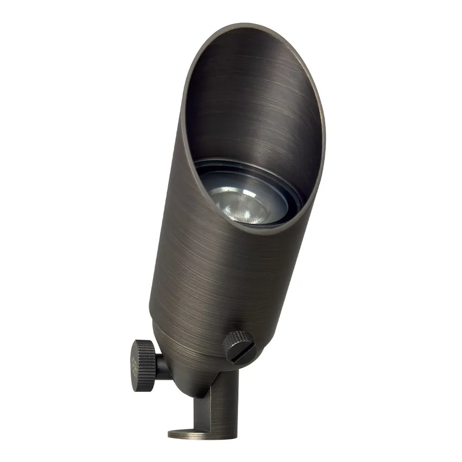 Outdoor Landscape Lighting LED 12V Low Voltage SPB10 Cast Brass Spotlight | 8W 3000K Warm White Integrated LED 12V Low Voltage Landscape Light Natural Brass