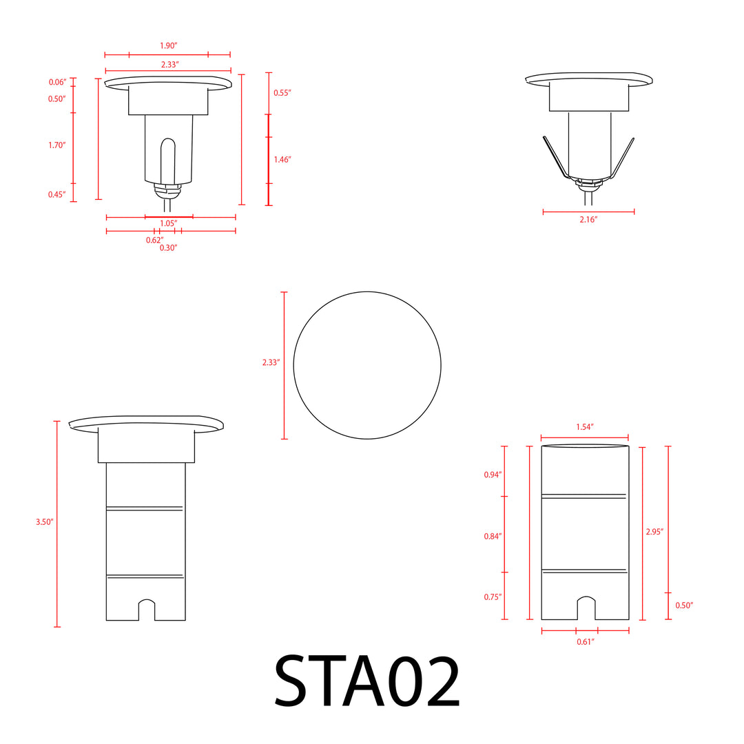 Outdoor Landscape Lighting LED 12V Low Voltage STA02 4x/8x/12x Package 3W 3000K Warm White Integrated LED 12V Low Voltage Round Aluminum Brick Paver Light Outdoor Step Light