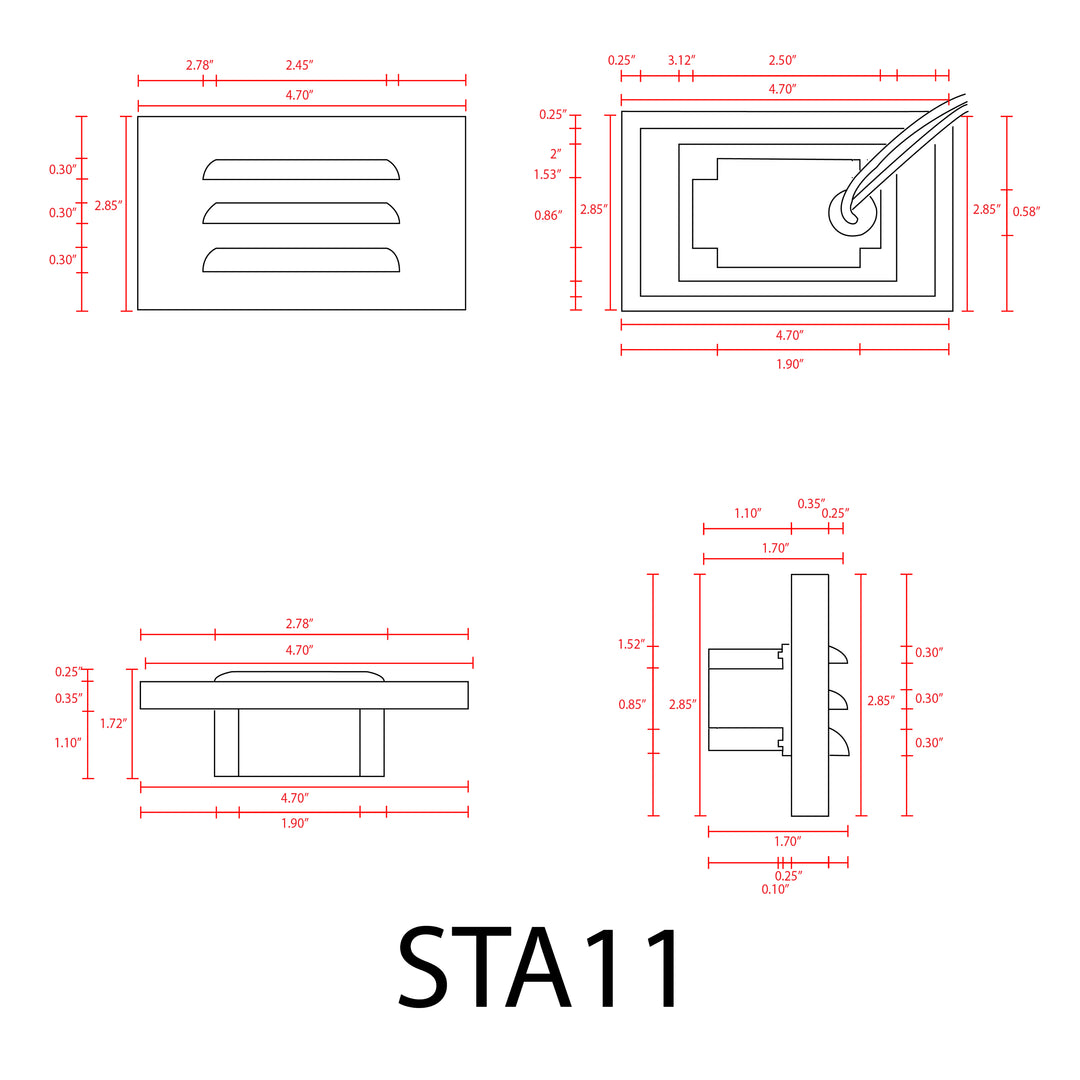 STA11 Cast Aluminum Step Light | 3.5W 3000K Warm White Integrated LED Low Voltage Landscape Light