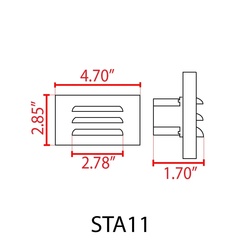 STA11 4x/8x/12x Package 3.5W 12V Low Voltage 3000K Warm White Integrated Rectangular Waterproof Horizontal LED Aluminum Step Light Wall Lighting Fixture
