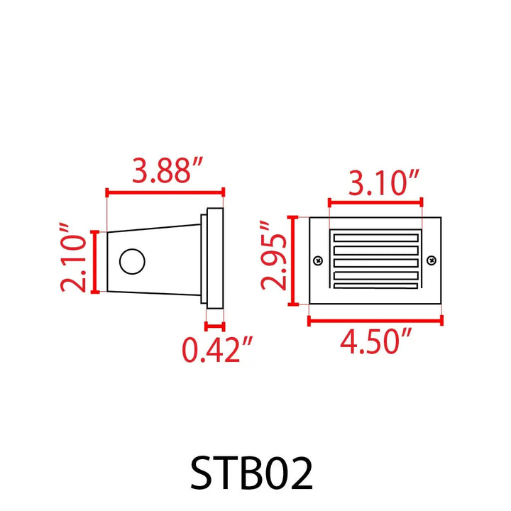 STB02 4x/8x/12x Package Louver Horizontal Waterproof LED Brass Brick Lights Edge Step Lighting 12V Low Voltage 3W 3000K Bulb