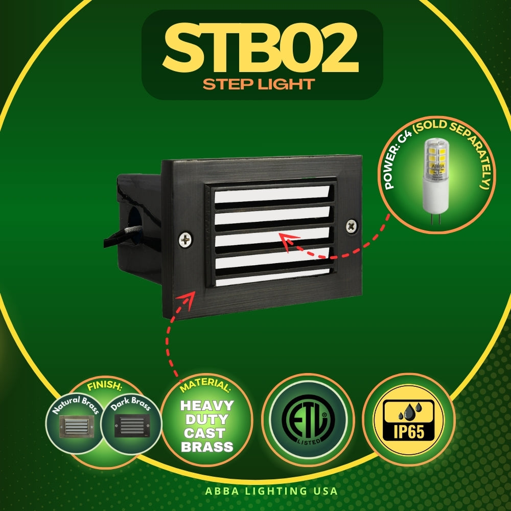 Outdoor Landscape Lighting LED 12V Low Voltage STB02 Cast Brass Step Light | Lamp Ready 12V Low Voltage Landscape Light