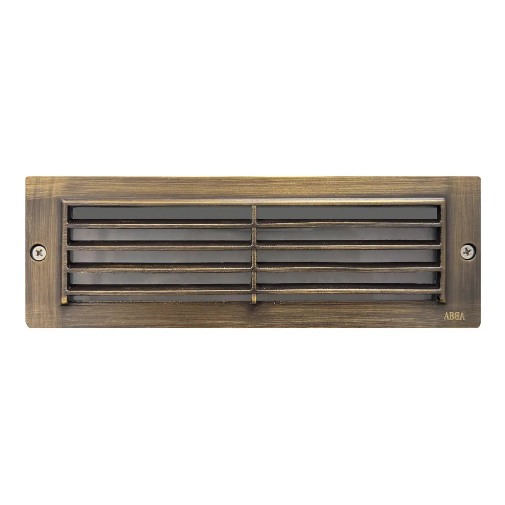 STB03 4x/8x/12x Package Louver Horizontal LED Brass Brick Lights Warm White Edge 12V Low Voltage Outdoor Step Light 3W 3000K Bulb