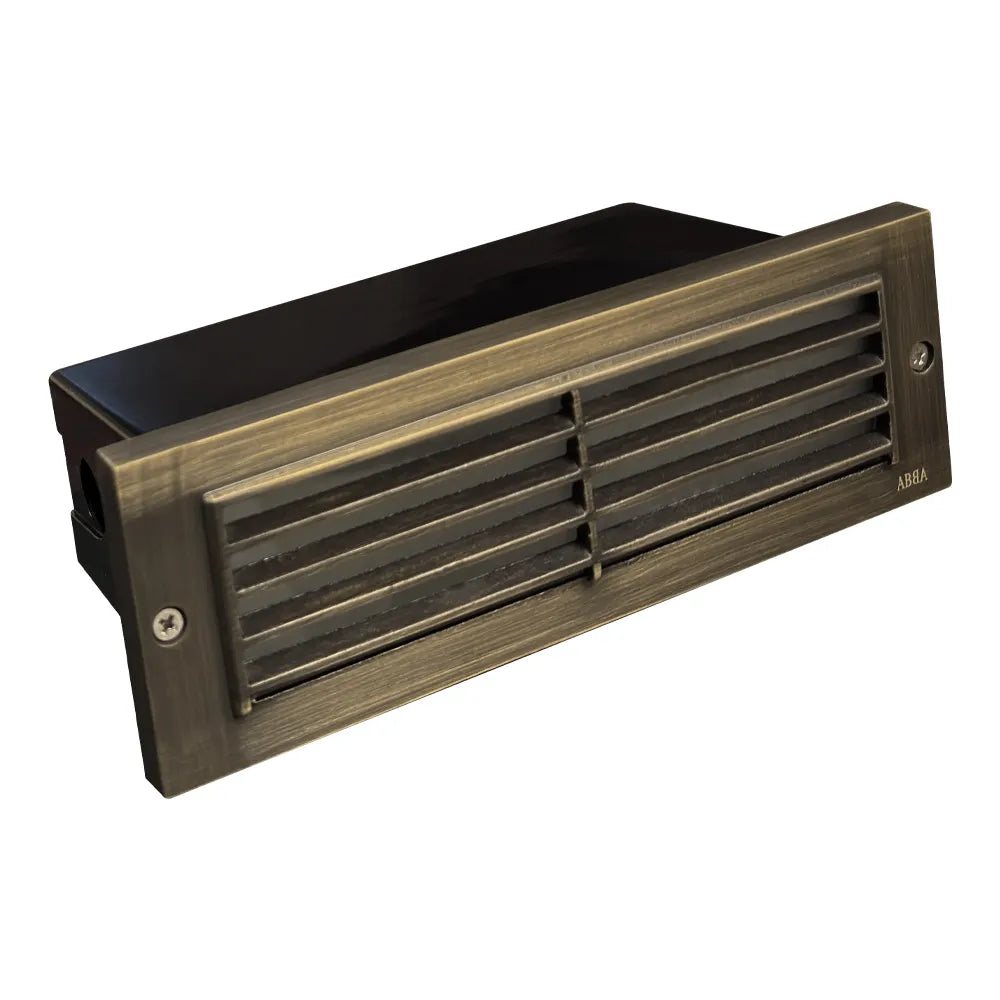 STB03 4x/8x/12x Package Louver Horizontal LED Brass Brick Lights Warm White Edge 12V Low Voltage Outdoor Step Light 3W 3000K Bulb