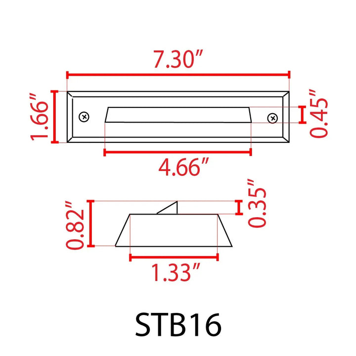 STB16 4x/8x/12x Package 2W LED Cast Brass 12V Low Voltage Surface Mounted Slim Horizontal Outdoor & Indoor Step Light