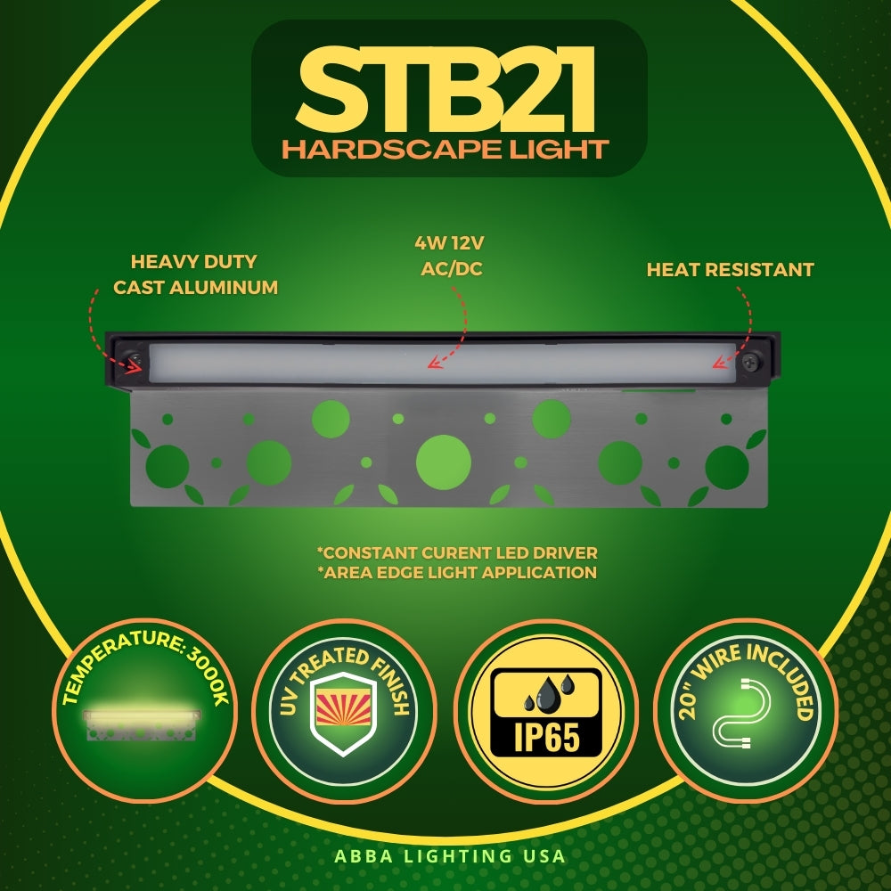 STB21 4x/8x/12x Package Cast Aluminum Hardscape Light | 4W 12" Integrated LED 3000K Low Voltage Landscape Light