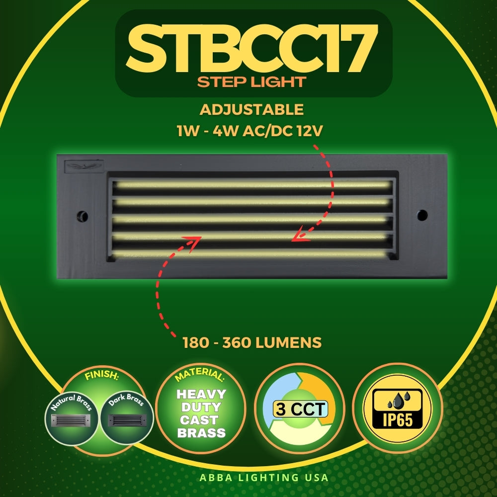 Outdoor Landscape Lighting LED 12V Low Voltage STBCC17 4x/8x/12x Package Cast Brass 1W-4W 3CCT Adjustable LED Outdoor Step Light 12V Low Voltage Lighting