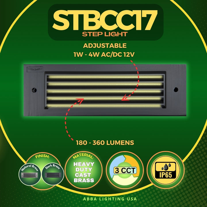Outdoor Landscape Lighting LED 12V Low Voltage STBCC17 Cast Brass 1W-4W 3CCT Adjustable LED Outdoor Step Light 12V Low Voltage Lighting