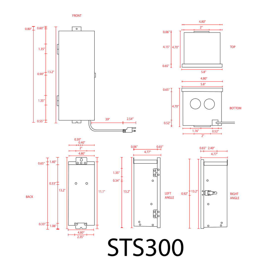 STSA300 AC 300W Stainless Steel Low Voltage Transformer, 12V/15V, Digital Timer & Photocell, IP65 Waterproof