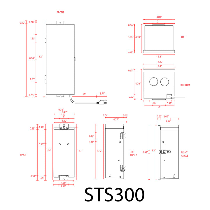STSA300 AC 300W Stainless Steel Low Voltage Transformer, 12V/15V, Digital Timer & Photocell, IP65 Waterproof