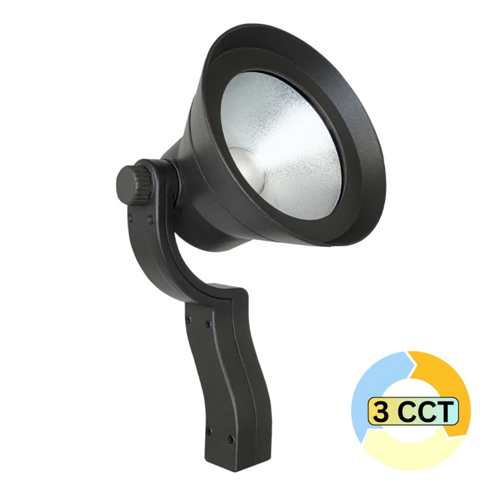 CCDA95 7W LED 3CCT Wide Beam Directional Outdoor Landscape Lighting 12 Low Voltage Aluminum Spotlight