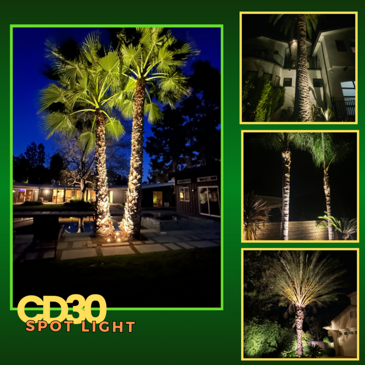 CD30 Cast Aluminum Spotlight | 30W 3000K Warm White Integrated LED AC12V Low Voltage Landscape Light