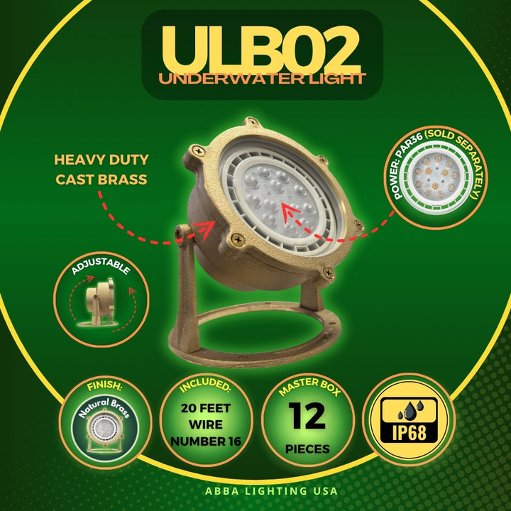 Outdoor Landscape Lighting LED 12V Low Voltage ULB02 Cast Brass Underwater Pond Light | Lamp Ready 12V Low Voltage Landscape Light
