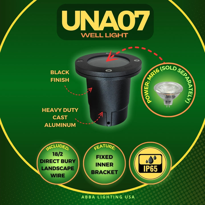 Outdoor Landscape Lighting LED 12V Low Voltage UNA07 4x/8x/12x Package Cast Aluminum 12V Low Voltage Round LED In-ground Well Light IP65 Waterproof with 3W 3000K Bulb