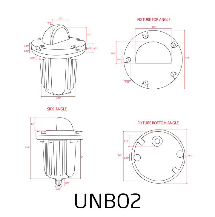 UNB02 4x/8x/12x Package Cast Brass Low Voltage Half Moon Round LED In-ground Well Light IP65 Waterproof with 5W 3000K Bulb