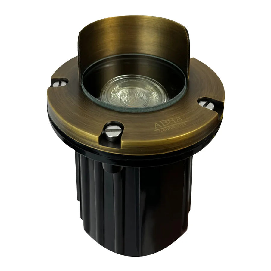 Outdoor Landscape Lighting LED 12V Low Voltage UNB03 Cast Brass In-Ground Well Light | Lamp Ready 12V Low Voltage Landscape Light Natural Brass