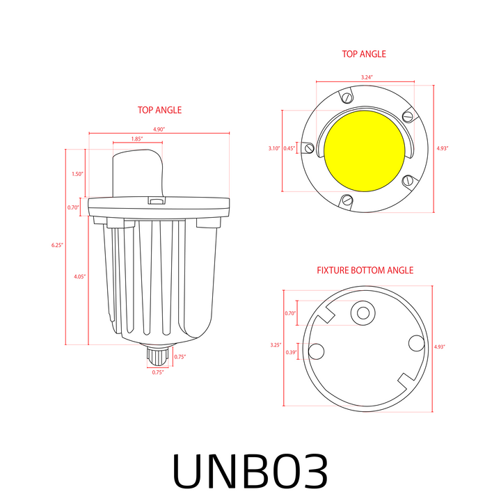 Outdoor Landscape Lighting LED 12V Low Voltage UNB03 4x/8x/12x Package Cast Brass 12V Low Voltage Shielded LED In-ground Well Light IP65 Waterproof with 3W 3000K Bulb