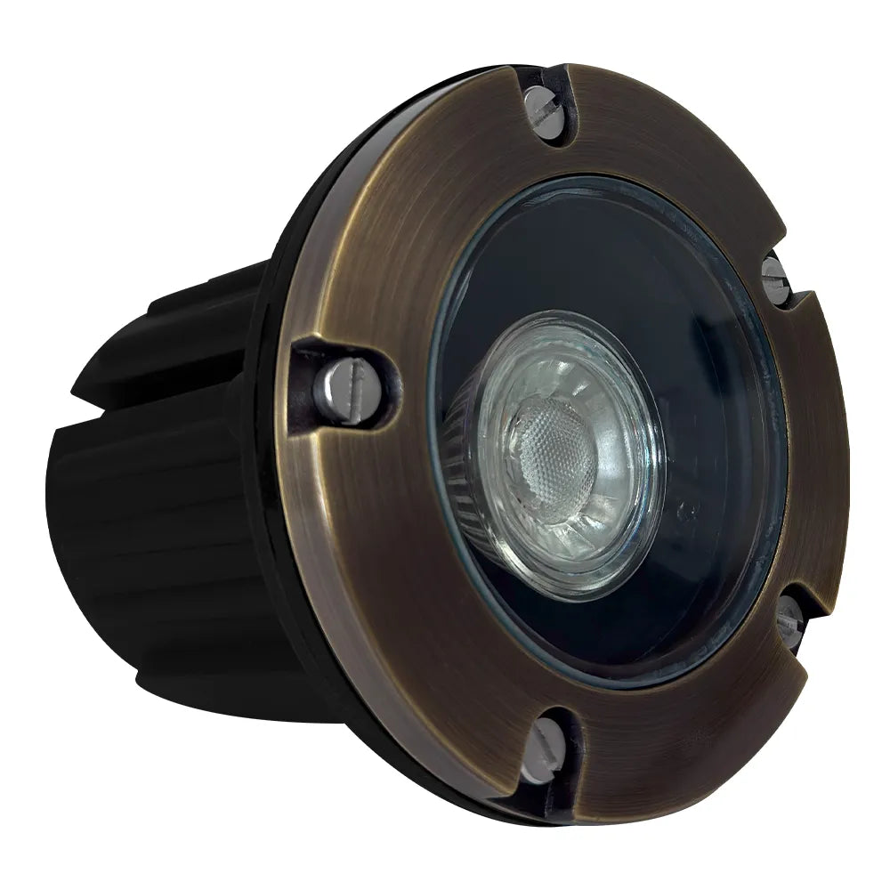 UNB04 Cast Brass In-Ground Well Light | Lamp Ready 12V Low Voltage Landscape Light