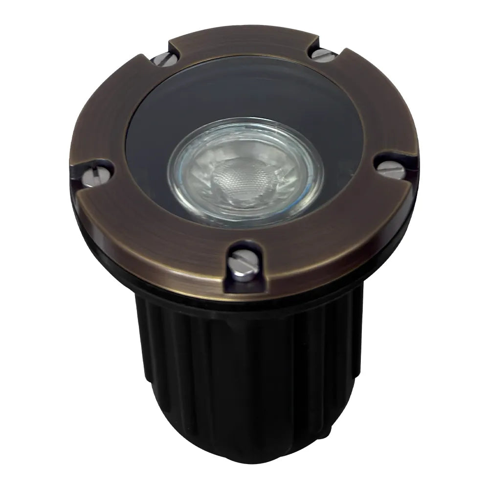 Outdoor Landscape Lighting LED 12V Low Voltage UNB04 Cast Brass In-Ground Well Light | Lamp Ready 12V Low Voltage Landscape Light