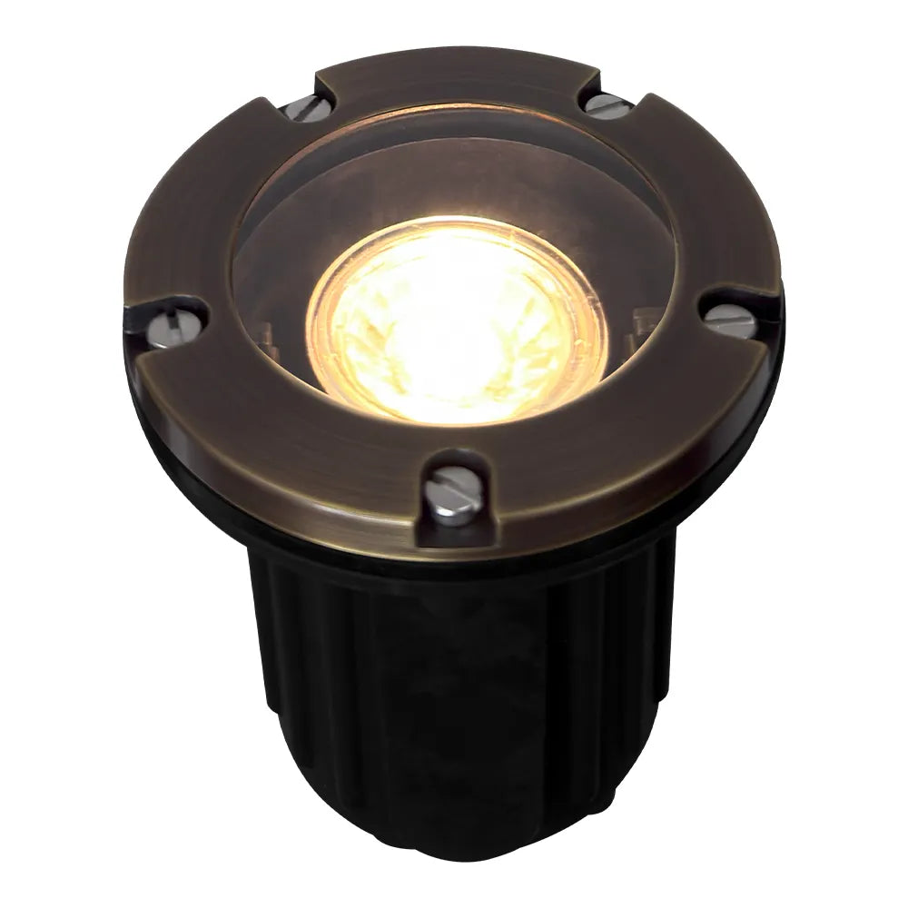 UNB04 Cast Brass In-Ground Well Light | Lamp Ready 12V Low Voltage Landscape Light