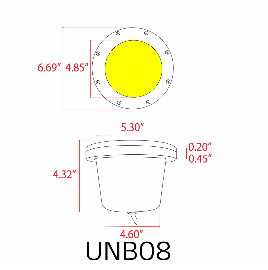 UNB08 Cast Brass In-Ground Well Light | Lamp Ready 12V Low Voltage Landscape Light
