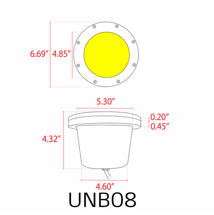 UNB08 Cast Brass In-Ground Well Light | Lamp Ready 12V Low Voltage Landscape Light