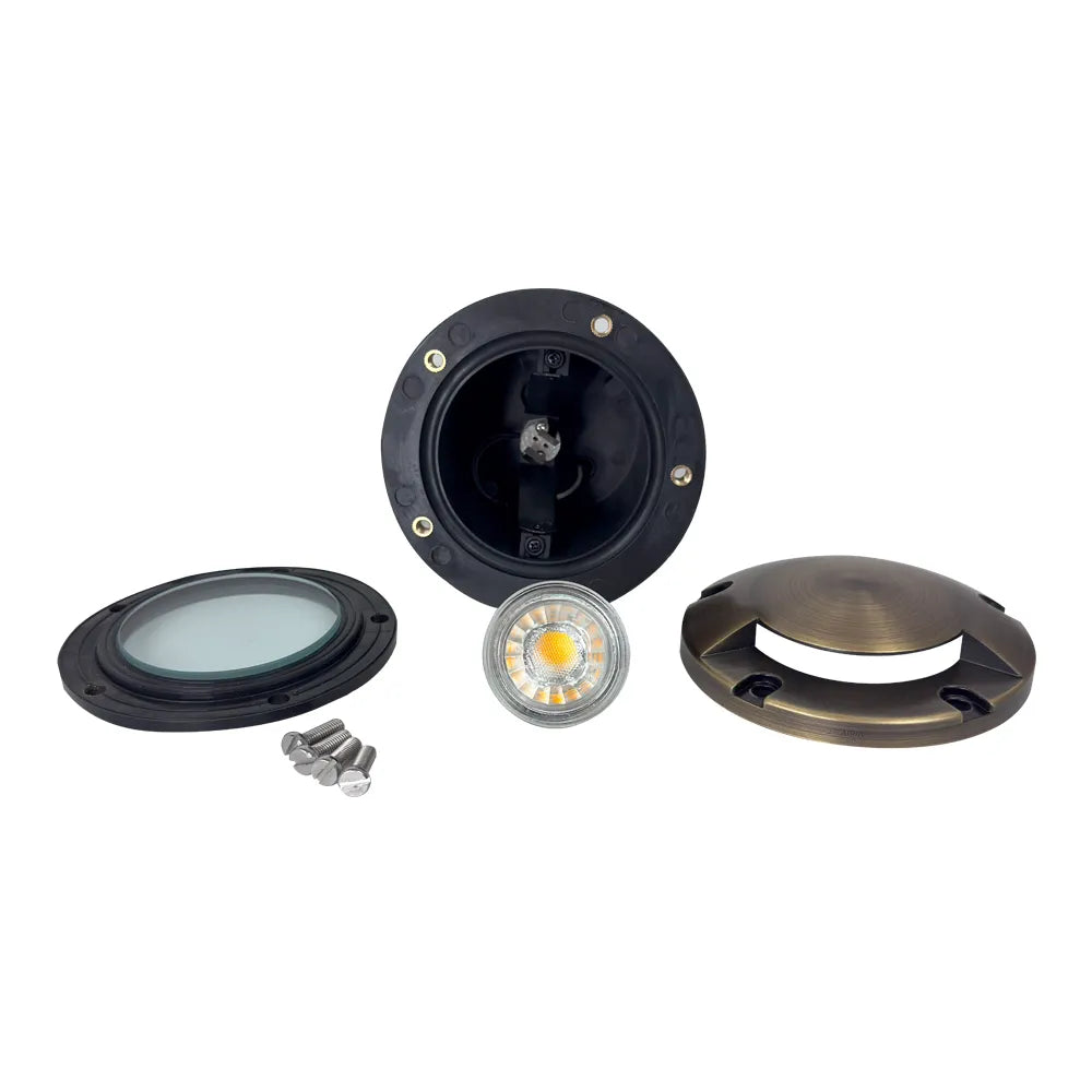 UNB09 4x/8x/12x Package Cast Brass Round Mono-Directional 12V Low Voltage LED In-ground Light with 5W 3000K Bulb