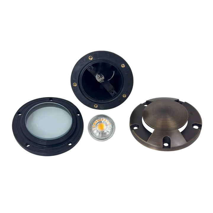 UNB10 Cast Brass In-Ground Well Light | Lamp Ready 12V Low Voltage Landscape Light