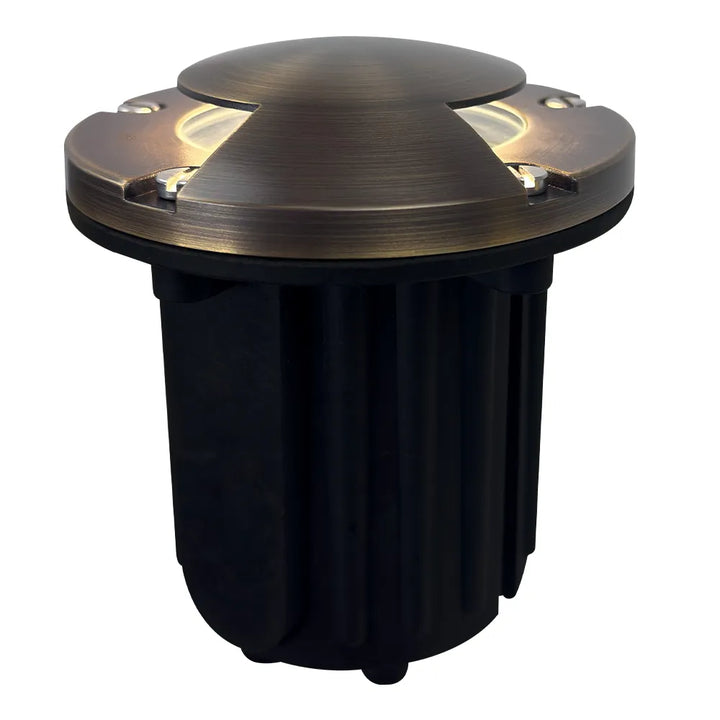 UNB10 4x/8x/12x Package Cast Brass Round Bi-Directional 12V Low Voltage LED In-ground Well Light with 5W 3000K Bulb