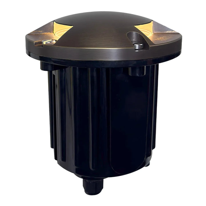 UNB11 4x/8x/12x Package Cast Brass Round Tri-Directional 12V Low Voltage LED In-ground Light with 5W 3000K Bulb