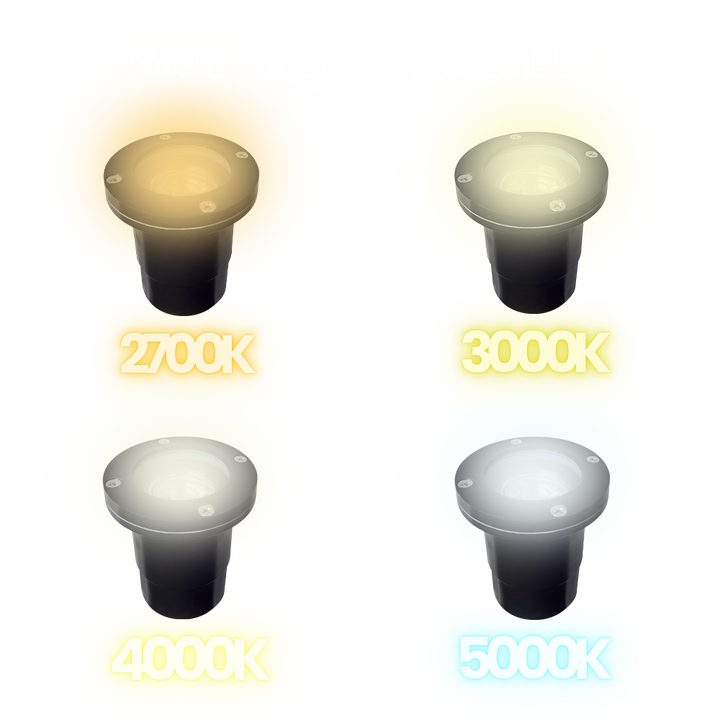UNF07 4x/8x/12x Package Fiber Glass Low Voltage Round LED In-ground Well Light IP65 Waterproof with 5W 3000K Bulb