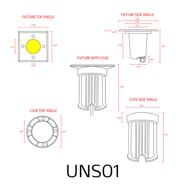 UNS01 4x/8x/12x Package Low Voltage LED In-Ground Well Light Square Stainless Steel Landscape Lighting Waterproof with 5W 3000K Bulb