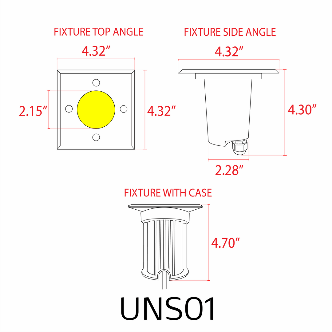 Outdoor Landscape Lighting LED 12V Low Voltage UNS01 4x/8x/12x Package Low Voltage LED In-Ground Well Light Square Stainless Steel Landscape Lighting Waterproof with 3W 3000K Bulb