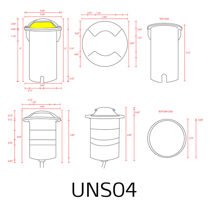 UNS04 Stainless Steel Bi Directional Two Slit In-Ground Low Voltage LED In Ground Landscape Lighting