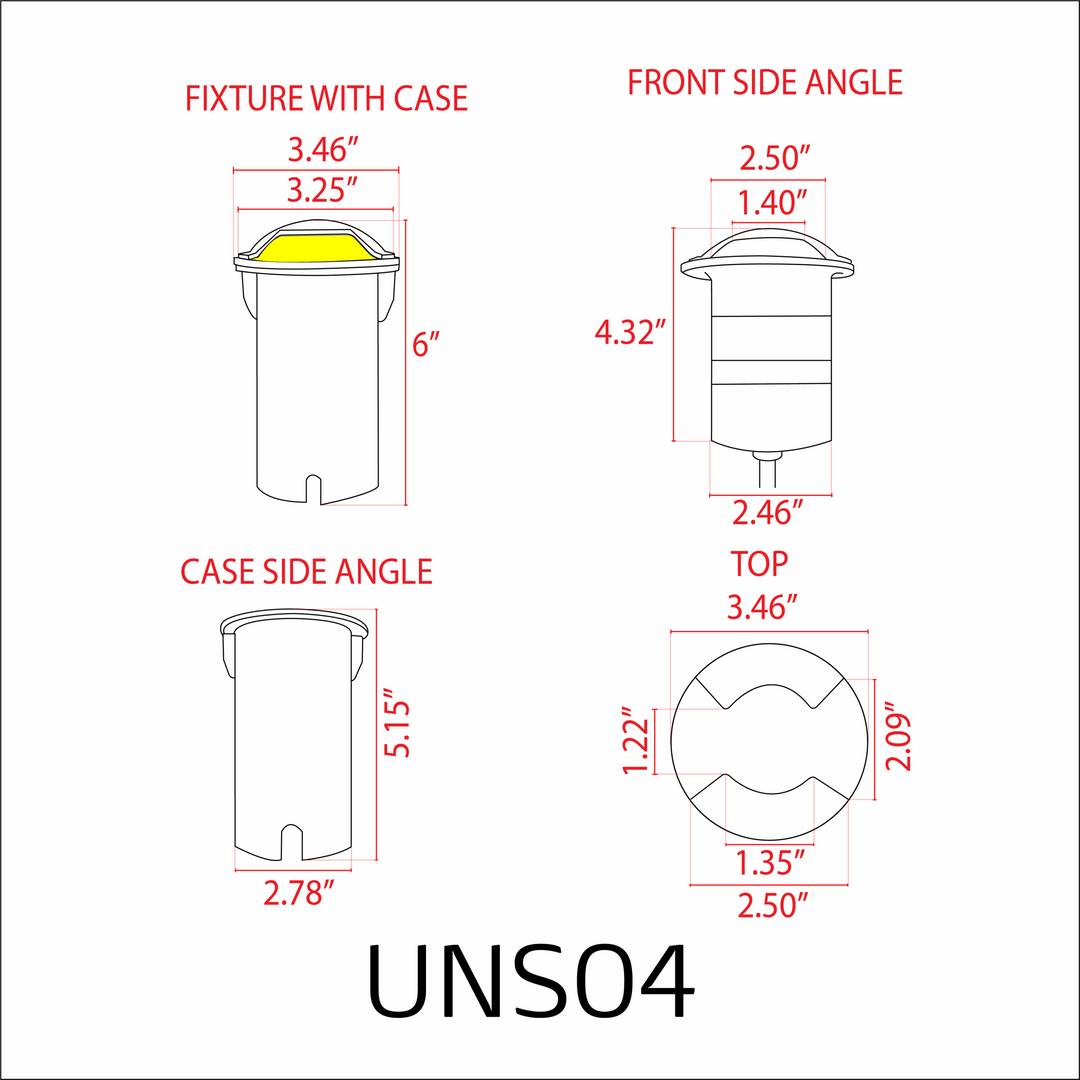 UNS04 4x/8x/12x Package Stainless Steel Bi Directional Two Slit In-Ground 12V Low Voltage LED In Ground Landscape Lighting with 5W 3000K Bulb