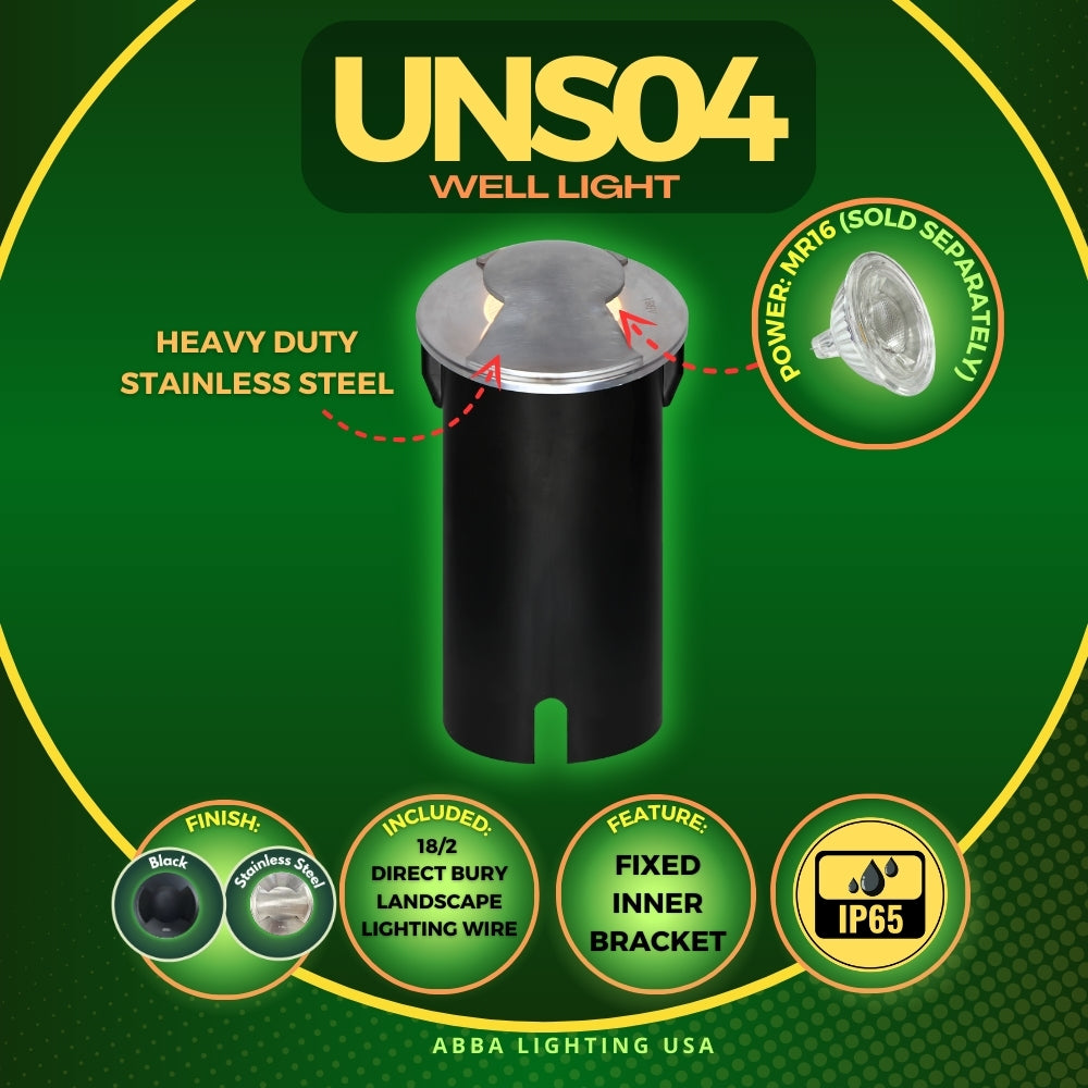UNS04 Stainless Steel Bi Directional Two Slit In-Ground 12V Low Voltage LED In Ground Landscape Lighting