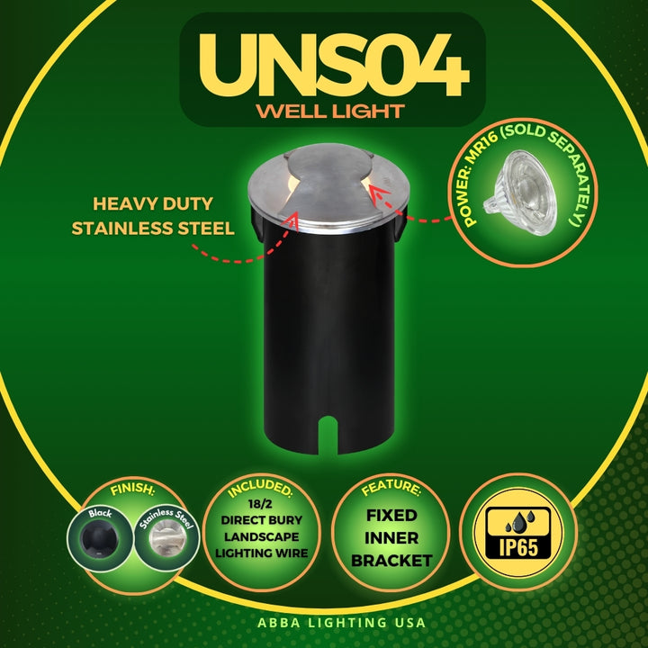 UNS04 Stainless Steel Bi Directional Two Slit In-Ground 12V Low Voltage LED In Ground Landscape Lighting