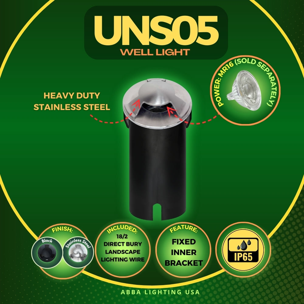 Outdoor Landscape Lighting LED 12V Low Voltage UNS05 4x/8x/12x Package Stainless Steel Tri Directional Three Slit In-Ground 12V Low Voltage LED In Ground Landscape Lighting with 5W 3000K Bulb