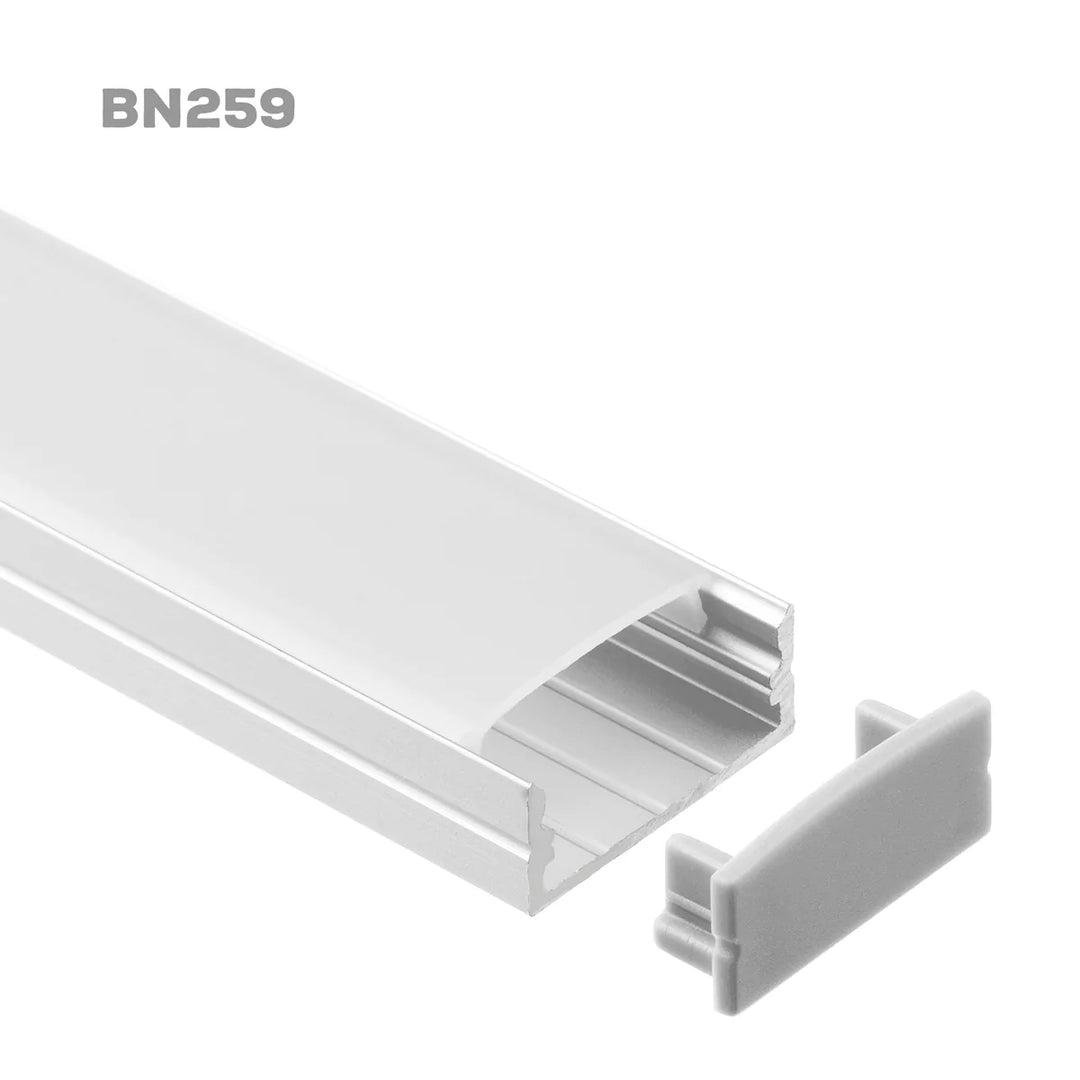 Outdoor Landscape Lighting LED 12V Low Voltage BN259 Large Rectangular 8 ft Aluminum Channel 0.90" x 0.40" 10 Pack LED Strip Light Cover End Caps