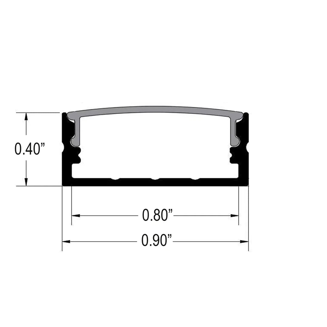 Outdoor Landscape Lighting LED 12V Low Voltage BN259 Large Rectangular 8 ft Aluminum Channel 0.90" x 0.40" 10 Pack LED Strip Light Cover End Caps
