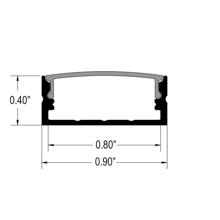 Outdoor Landscape Lighting LED 12V Low Voltage BN259 Large Rectangular 8 ft Aluminum Channel 0.90" x 0.40" 10 Pack LED Strip Light Cover End Caps