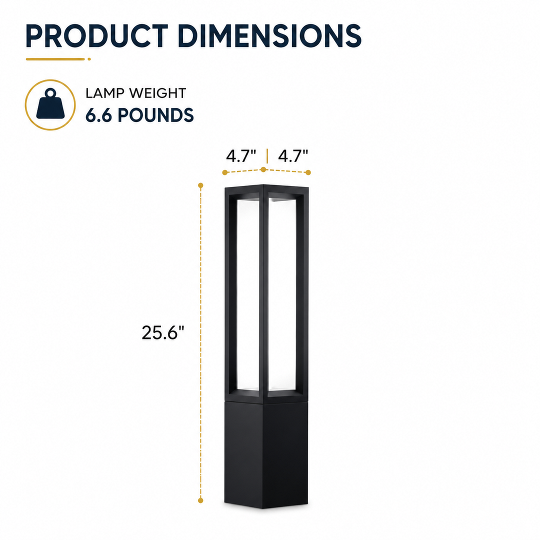 CPLA12 DC12V Low Voltage Integrated LED 3000K Outdoor Aluminum Bollard Path Light Bolted Mount Base IP65 Waterproof