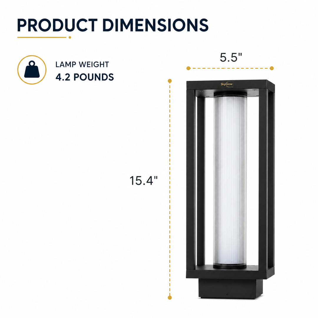 CPLA15 DC12V Low Voltage Integrated 10W 15" LED 3000K Outdoor Aluminum Ribbed Area Path Light Bolted Mount Base IP65 Waterproof